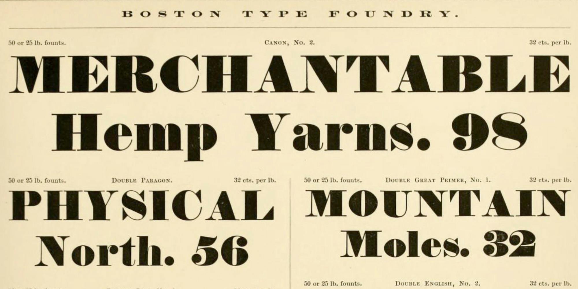 Fat Face typeface example from the Boston Type Foundry, Canon No.2